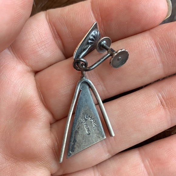 Maxwell Chayat Vintage Sterling Silver Screwback Modernist Earrings - Picture 8 of 13